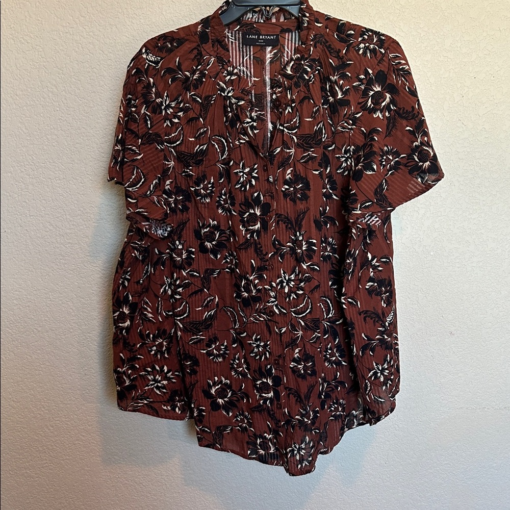 Lane Bryant Brown Floral Blouse